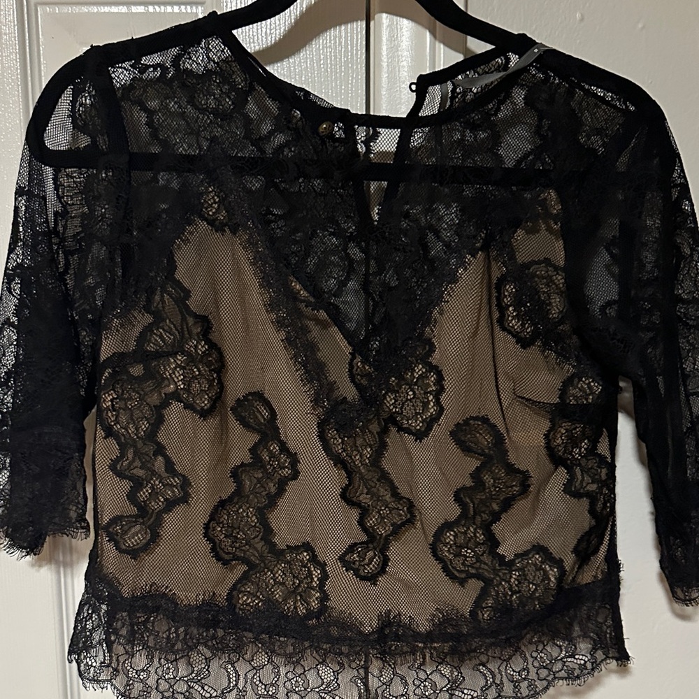 Anthropologie Black Lace Cropped Top • XS • NWT - Picture 9 of 14